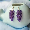 Baumelnde Ohrringe, natürliche Amethyst-Perlen, Trauben-Cluster-Ohrhänger, Weihnachtsgeschenk, Hochzeitshaken, Erntedankfest, Süßwasser-Feriengeschenke