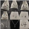 Dy Designer Diamond Chain Luxury Pendant Necklaces for woman man multicolour 925 Sterling Silver Square cross elegant Necklace Couple New Year brand Jewelry gifts