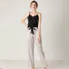 Kobietowa odzież sutowa 2023 2 sztuka Kobieta piżama Zestaw Setek Straż Faux Silk Sexy Top and Long Pants Slap Letnia odzież domowa Pajama