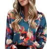 Women's Blouses Summer Woman Printed Fluffy Sleeve Shirts Female V-neck Slim Chiffon Shirt Elegant Top