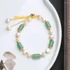 Strand natural jade dongling barril grânulo pulseira barroco pérola irregular pequeno fresco líquido vermelho 14k ouro envolto ornamento feminino