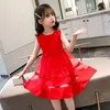 Girl Dresses Flower Bow Sleeveless Princess Dress Baby Mesh Cake Halloween Banquet Host Performance 4-12 Year Old