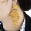 Stud Xuhuang Nigérian Boucles d'oreilles de mariage de mariée avec des glands de forme carrée Africain Dubaï plaqué longues boucles d'oreilles fête pendentif bijoux cadeau 231123