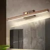 Wall Lamp Nordic 40cm Wood Mirror Front LED Interior Light For Cabinet Bathroom Bedside Reading Home Indoor Decor 6pa