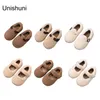 Pierwsze spacerowicze Unishuni Childrens Flurry Mary Jane Flats for Girlss Princess Casual Shoes Kids Chicka Zima Przytulna dom wewnętrzna 231122