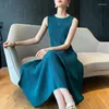 カジュアルドレス夏のミヤケプリーツ気質通勤ファッションオールマッチは美しい好みのドレス8528