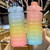 Water Bottles Bottle 2 Liters Large Capacity For Girls With Time Marker Outdoor Sports Leak Proof Frosted Cup Motivational Drinking