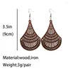 Dangle Earrings Hollow Wood Statement Drop Earring Jewelry Simple Metal Retro Vintage Bohemian Geometric Sector Exaggerated Unique