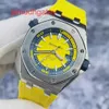 Ap Swiss Montre de luxe Royal Oak Offshore 15710st Jaune citron 42 mm Montre pour homme en acier de précision Machines automatiques Jaune Bleu Couleur assortie Crédit