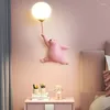 Wall Lamp Modern LED Cartoon Blue White Pink Bear For Children Kids Baby Girl Bedroom Bedside Light With 3D Printing Moon