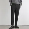 Pantaloni da uomo Primavera Estate Abito da uomo Slim Lavoro Elastico in vita Pantaloni formali morbidi Maschile Corea Nero Grigio Marchio di abbigliamento Taglie forti 40 42