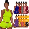 Kvinnors spårdräkter Bulkartiklar Partihandelsdelar Fashion Tracksuit Women Sportwear Summer Ribbed BodyCon Two Piece Set Slim Crop Top Biker