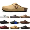 Boston Clog Men Men Designer Sandals Sandały Skórzane głowica Pull Cork Flats Mules Woody Mokora do leniwy śliski Brązowe Slajdy Slajdy 443ess