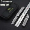 Ny ankomst A1898 Folding Knife Damascus Steel Tanto Blade TC4 Titanium Alloy Handle EDC Pocket Folder Knives Bästa present för män