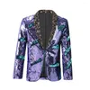 Herrenanzüge Paillettenjacke Mann Lentejuelas Hombre Lavendel Violett Grün Königsblau Eleganter Herren Blazer Bühnenkostüm Gold und Silber