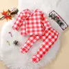 Clothing Sets Size 7 Boys Clothes Born Infant Baby Unisex Cotton Plaid Autumn Christmas Long Sleeve Pants Pullover Girl Knitted Clothe