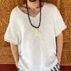 Men's T Shirts 2023 Brand Men's Knit T-shirt Solid White V-neck Knitting For Male Half-sleeved Ssummer Tops Casual Loose Pullover Tees