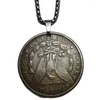 Anhänger-Halsketten-Weinlese-alte Münze versilbert Mann-/Frauen-Schmucksachen P0006