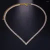 Choker Stonefans Fashion Zircon v Shape Netclace Wedding Wedding Women Cz Bride Tennis Tennis Chailar Party Party Gift