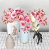 Fleurs décoratives 10 pièces/paquet impression 3D orchidées papillon Latex Real Touch 8 têtes fleur artificielle pour la décoration de mariage à la maison Flores