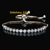 Clássico 3A Cubic Zirconia Tennis Pulseira Rose Gold Pulseiras Cobre Branco Redondo Diamante Luxo Designer Jóias Para Mulheres Partido Amigo Meninas Presente Atacado