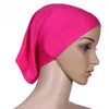 Couleur Unie Plaine Hijab Caps Underscarf Turban Musulman Pour Femmes Dames Écharpes Chapeaux Bandeau 20 Couleurs Solides Noir Rouge Rose Puple Noir Beige Gris