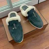 Top Loro wol LP Slippers klassieke gesp designer dames Luxe piana Vrijetijdsschoenen zachte zool Hoge elastische runderpeesbodem Platte hakschoen Nieuwigheid Slipper met doos