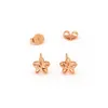 Stud Earrings Au750 Pure 18K Rose Gold Women Hollow Flower Gift