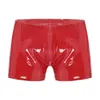 Onderbroek Heren Rood Zacht Ondergoed Kunstleer Rits Slipje Boxer Sexy Mannelijke Comfortabele Hoge Kwaliteit Mode Slips