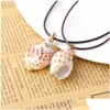 Pendant Necklaces Pendant Necklaces Boho Natural Shell Leather Cord Chain Choker Conch Seashell Charms Pendants Necklace For Women Jew Dhltf