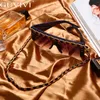 نظارة شمسية من الجلد البخاري سلسلة متماسكة النظارات الشمسية خمر semirimless eyeglasses مربعة واسعة الساق Goggle التدرج UV400 ظلال J230422