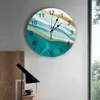 Väggklockor Creative Clock Teal Gradient Marmor Mönster modern design vardagsrum sovrum kontor café heminredning mode 231122