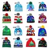 16 стиль светодиодные рождественские вязаные шляпы Хэллоуин Шляпы Дети, детка, мама 20*21см зимные теплые шапочки тыква снеговики вязание крючком