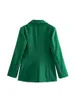 Женские костюмы nlzgmsj 2023 шикарные зеленые негабаритные длинные женские карманы Blazer Office Lady Fashion Jackets Женщины элегантные