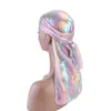 Baretten 3 stuks Dames Hoofddoek Tulband Lange Staart Gesimuleerde Zijde Reflecterend Voor Thuis Buiten Dragen (Roze Hemelsblauw Gouden)