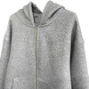 Mm New Grey Hooded Zipper Sweater Coat Women's Autumn and Winter Lazy Trend Fashion Cardigan Top