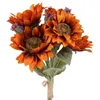 Dekorativa blommor Autumn Artificial Bouquet Fake Sunflower Party Room Office Köksbord bröllop Centerpieces Ornament Garde Fall Decor