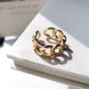 Anéis de cluster Punk Chain para mulheres homens vintage artesanal grosso torcido geométrico anel de dedo casal jóias presentes
