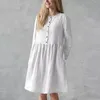 Повседневные платья Винтажные женщины твердые мини -платье летнее мода кнопка три кватера.