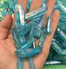 10 pcs Blue Aura Titanium Clear Quartz Pendant Natural Raw Crystal Wand Point Rough Reiki Healing Prism Cluster Necklace Charms Cr1297025