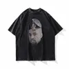 Mężczyźni i kobiety T-shirtstkpa High Street Washed Anime Print T-shirt Krótkie rękaw