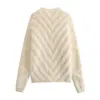 Maglieria da donna 2023 Maglione autunno e inverno Top Giacca calda a maniche lunghe con scollo a V in cardigan lavorato a maglia tinta unita beige