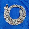 925 Silver Cuban Necklace Two Tone Color Vvs Moissanite 17mm Baguette Miami Cuban Chain Necklace
