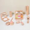 Новый деревянный набор игрушек для стрижки, красивый деревянный парикмахерский набор для макияжа для девочек, имитация ролевых игр, деревянные игрушки для детей, игрушки для девочек