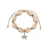 Cavigliere 1 pezzo Fashion Shell Pentagram Star Cavigliera Oceano Gioielli Intrecciato Catena del piede Donna Summer Beach Sandalo a piedi nudi Mostra Jewlry