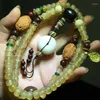 Strand grossist naturliga fårkloarmband pärlor med diy oliv lotus hand sträng tur för kvinnor män rosenkrans tibetansk stil armband