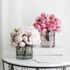 Decorative Flowers Artificial Peonies Silk Bride Floral Arrangement Bouquet Wedding Home Centerpiece Table Decoration 27heads