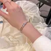 Bracelets porte-bonheur amour coeur feuille brillant Zircon perle ouvert pour femmes fille jolis bijoux fête cadeau accessoires