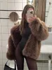 Womens Fur Faux Winter Fluffy Fur Artificial Long Jacket For Womens Loose Lapel Collar Sleeve Thick Luxury 231122