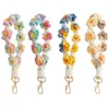 Nyckelringar retro handvävd tusensköna blommor nyckelring high-end boho stil handled nyckel ring bilväska hänge för kvinna modetillbehör